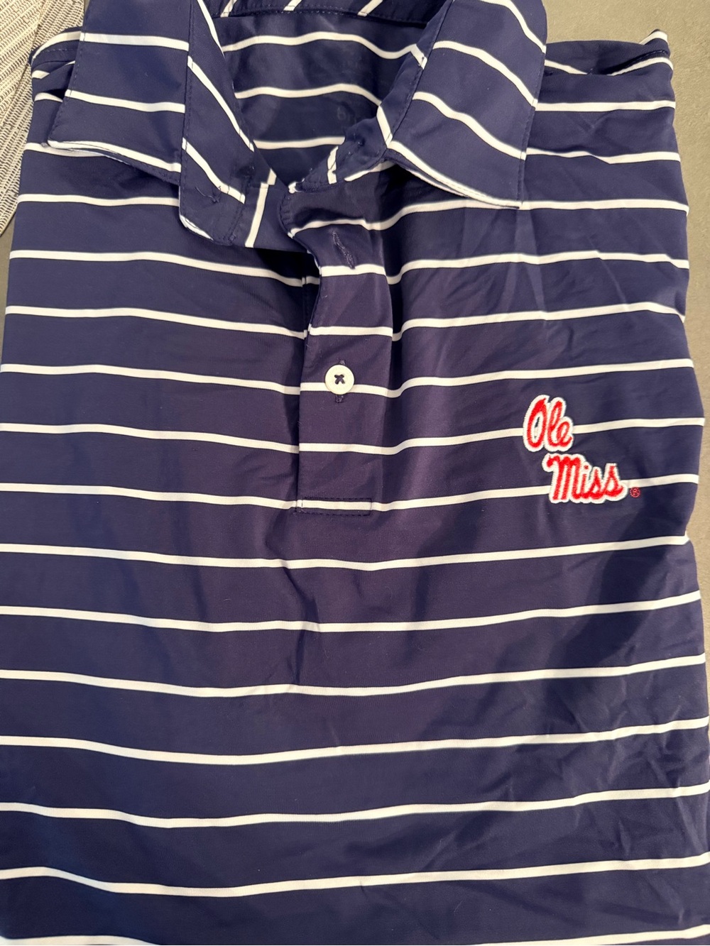 Ole Miss Navy & White Striped Polo